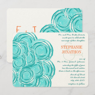 Ranunculus Rose Mint Coral Modern Wedding Invite