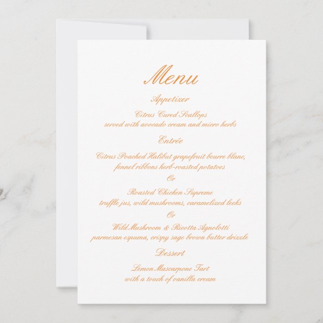 Ranunculus Summer Garden Wedding Menu Card (Front)