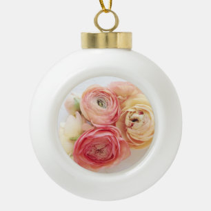ranunculus warm colours ceramic ornament
