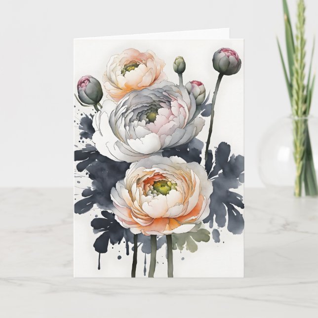 Ranunculus - Watercolor flowers Card (Front)