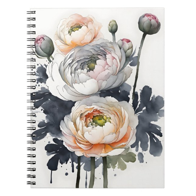 Ranunculus - Watercolor flowers Notebook (Front)