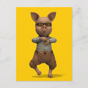 Rap Dancing Pig Postcard