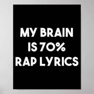 Rap Music Gift Funny Rapper Joke Brain Is 70% Rap  Poster