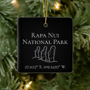Rapa Nui Latitude & Longitude Personalised Ceramic Ornament