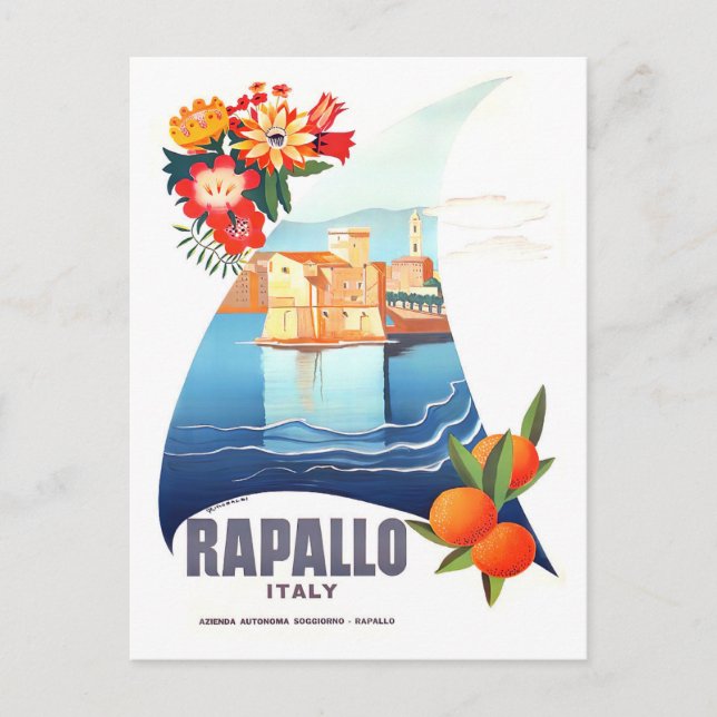 Rapallo Italy vintage travel Postcard (Front)