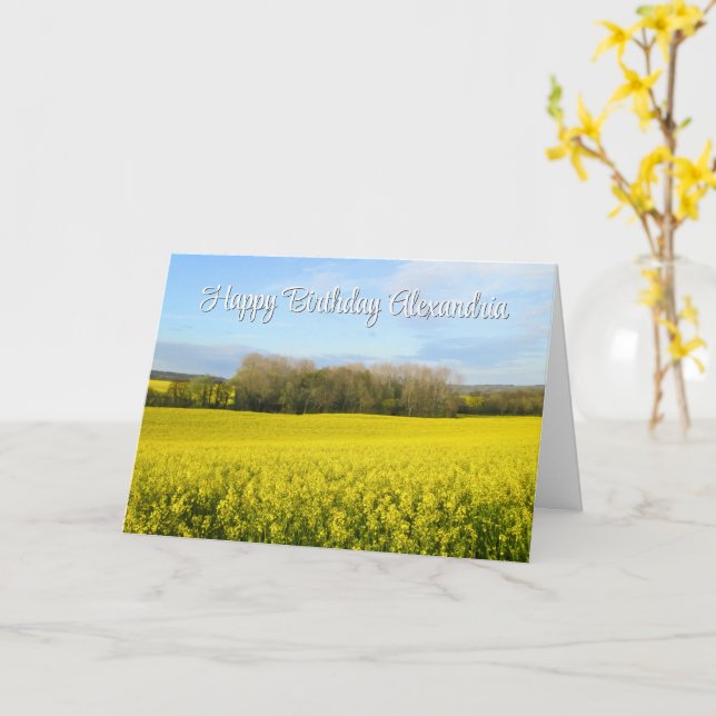 Rapeseed Encircles the Forest - Custom Birthday Card (Yellow Flower)