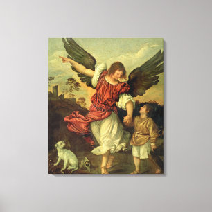 Raphael and Tobias, 1507-8 (oil on panel) Canvas Print