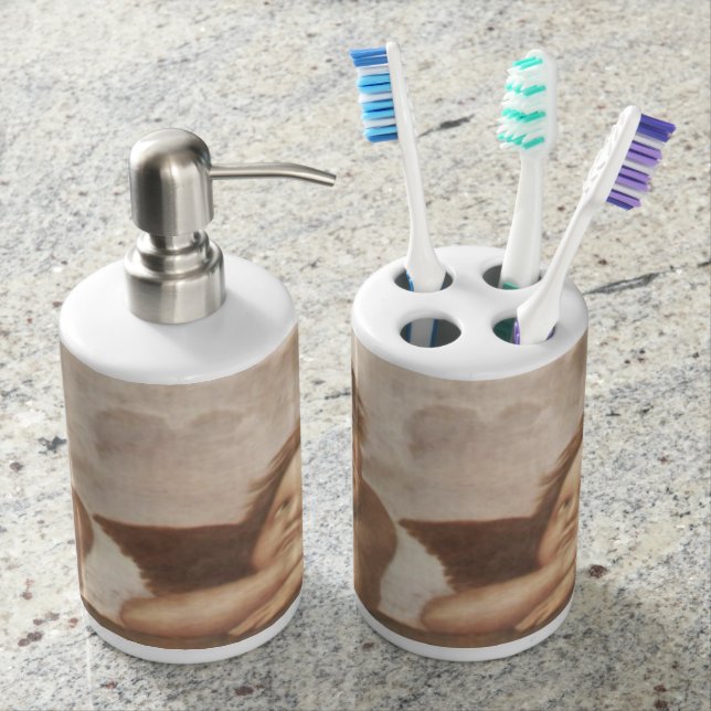 Raphael Angels Soap Dispenser And Toothbrush Holder (Front)