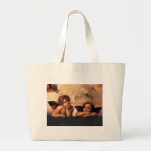 Raphael Cherubs Sistine Madonna 2 Angels Large Tote Bag