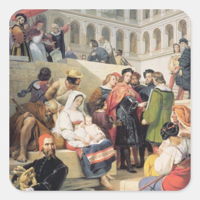 Raphael in the Vatican, 1832 (oil on canvas) Square Sticker (Front)
