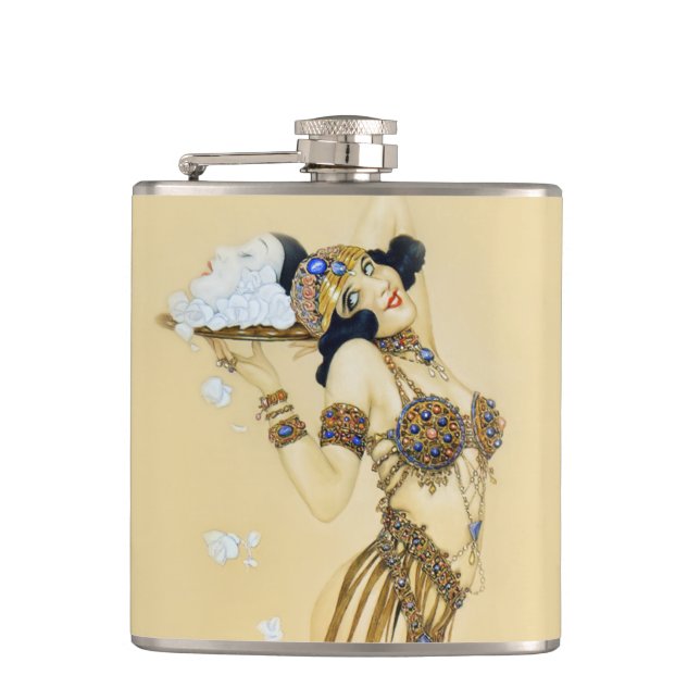 Raphael Kirchner Vintage Pin-Up Illustration Hip Flask (Front)
