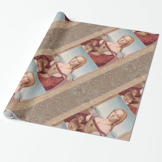 Raphael Lady and the Unicorn Classic fine art Wrapping Paper (Unrolled)