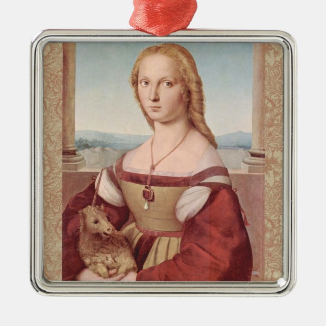 Raphael Lady and Unicorn Classic Metal Tree Decoration (Front)