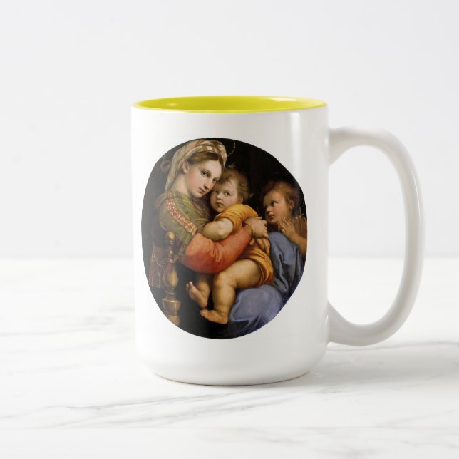 Raphael , Madonna della seggiola Two-Tone Coffee Mug (Right)