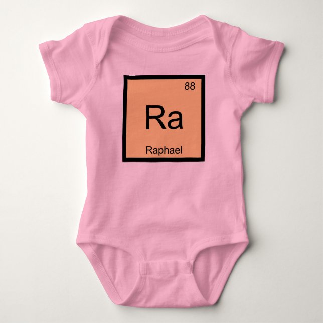 Raphael Name Chemistry Element Periodic Table Baby Bodysuit (Front)