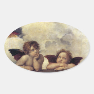 Raphael: Putti, Detail from the Sistine Madonna Oval Sticker