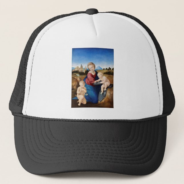 Raphael Raffaello Madonna and Child Infant Saint Trucker Hat (Front)