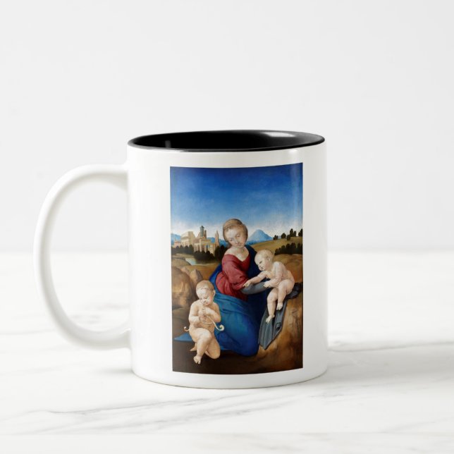 Raphael Raffaello Madonna and Child Infant Saint Two-Tone Coffee Mug (Left)