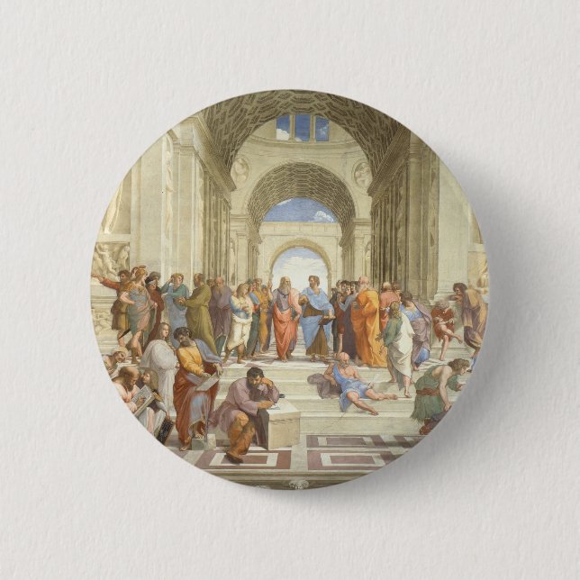 Raphael’s The School of Athens 6 Cm Round Badge (Front)