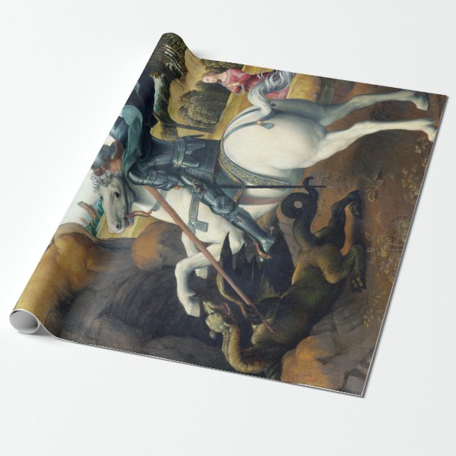 Raphael Saint George and the Dragon Wrapping Paper (Unrolled)