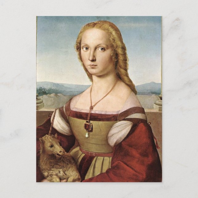 Raphael Sanzio - Lady With a Unicorn Postcard (Front)
