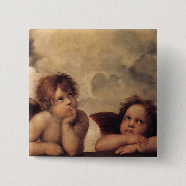 Raphael,Sistine Cherub 15 Cm Square Badge (Front)