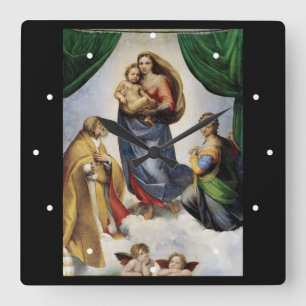 Raphael , Sistine Madonna Square Wall Clock