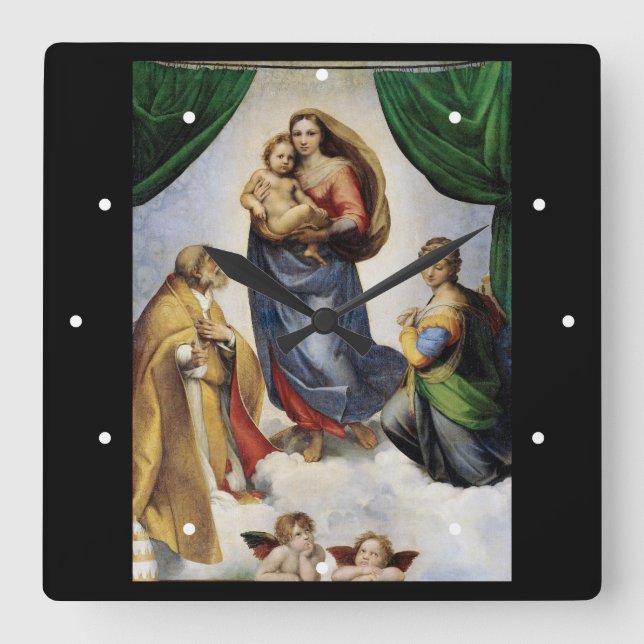 Raphael, Sistine Madonna Square Wall Clock (Front)