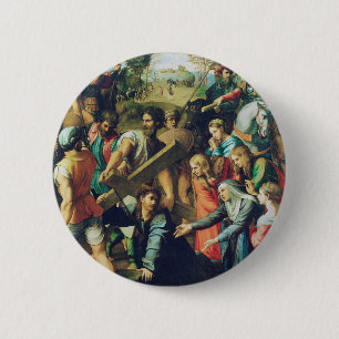Raphael Spasimo Christ Falling Under Cross Art 6 Cm Round Badge