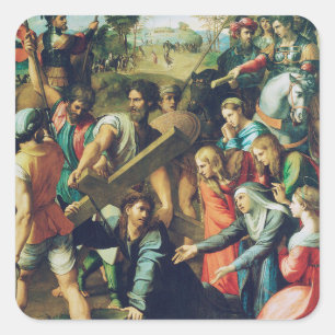 Raphael Spasimo Christ Falling Under Cross Art Square Sticker