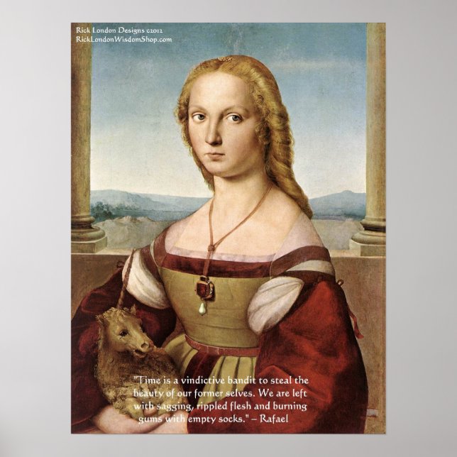 Raphael Woman With Unicorn & Raphael Quote Poste Poster (Front)
