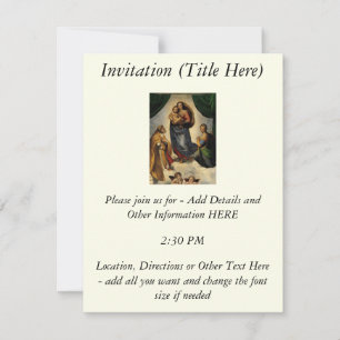 Raphael's Classic "Sistine Madonna" (circa 1513) Invitation