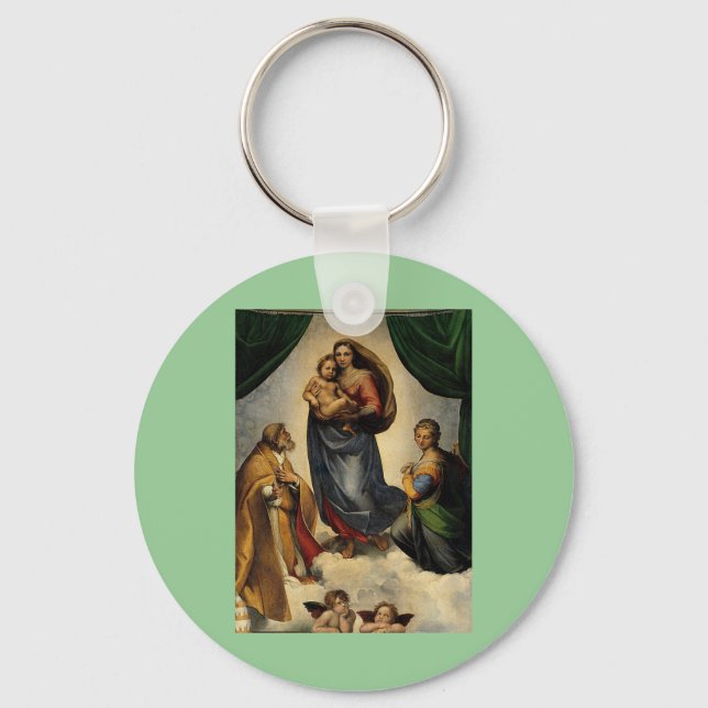 Raphael's Classic "Sistine Madonna" (circa 1513) Key Ring (Front)