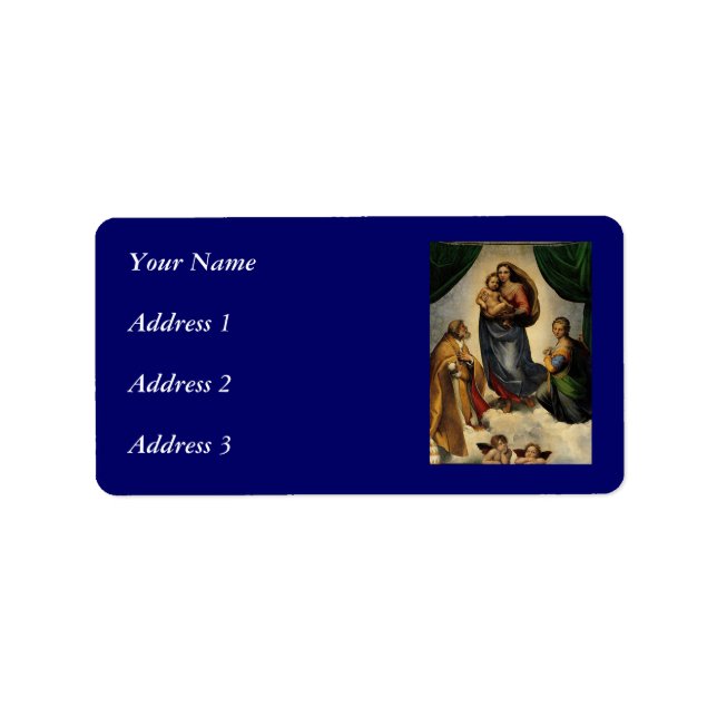 Raphael's Classic "Sistine Madonna" (circa 1513) Label (Front)