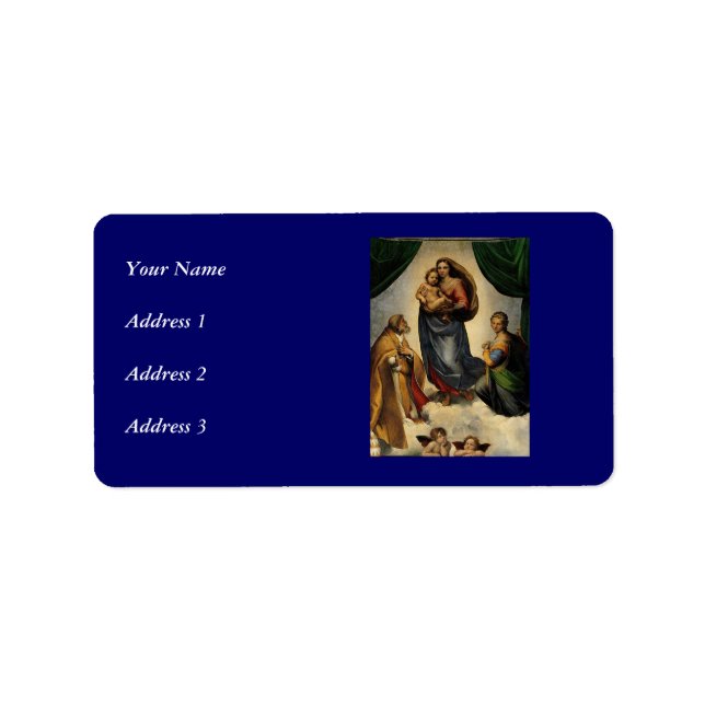 Raphael's Classic "Sistine Madonna" (circa 1513) Label (Front)