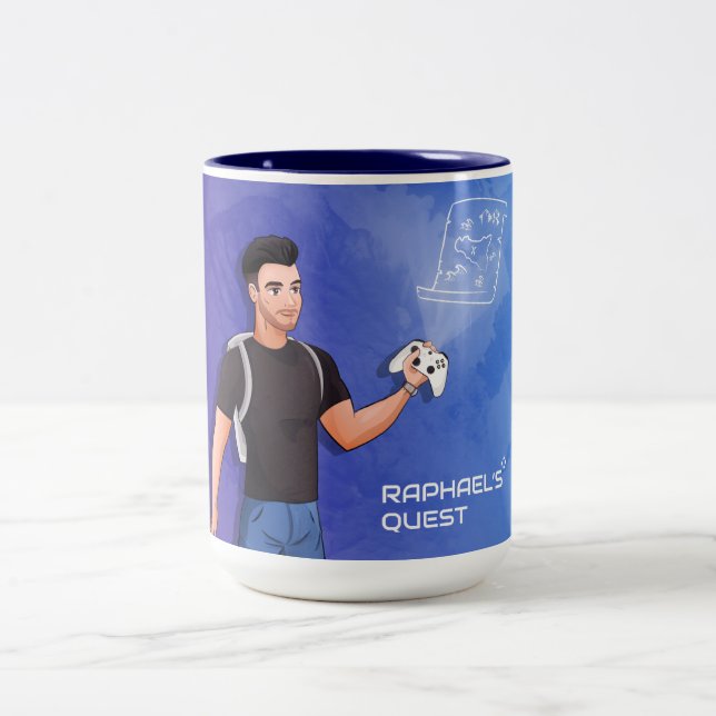Raphael's Quest - Official Youtube Channel Two-Tone Coffee Mug (Center)