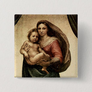 Raphael's "Sistine Madonna" Detail (circa 1513) 15 Cm Square Badge