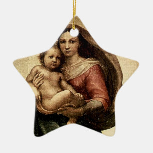 Raphael's "Sistine Madonna" Detail (circa 1513) Ceramic Tree Decoration