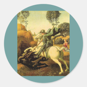 Raphael's "St. George and the Dragon" (circa 1505) Classic Round Sticker