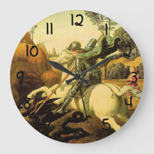 Raphael's "St. George and the Dragon" (circa 1505) Large Clock