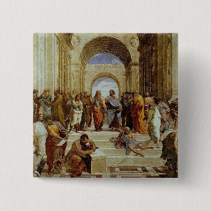 Raphael's "The School of Athens" Detail circa 1511 15 Cm Square Badge