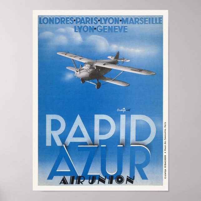 Rapid Azur France Vintage Poster 1932 (Front)