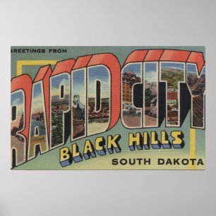 Rapid City, South Dakota - Large Letter Scenes Poster