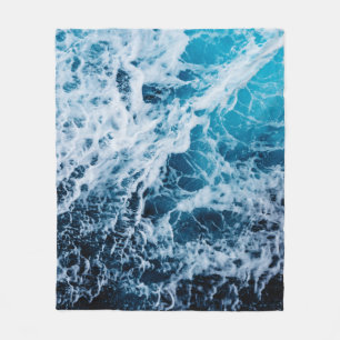 Rapid sea while sailing ship. Dramatic and picture Fleece Blanket