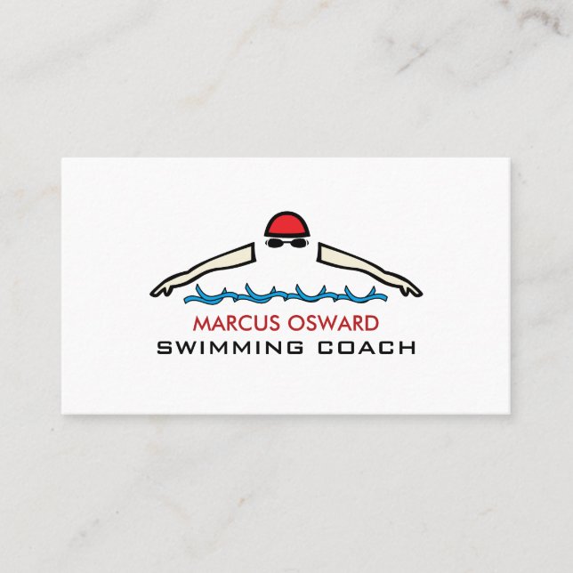 Rapid Swimming Icon, Swimming Coach & Lifeguard Business Card (Front)