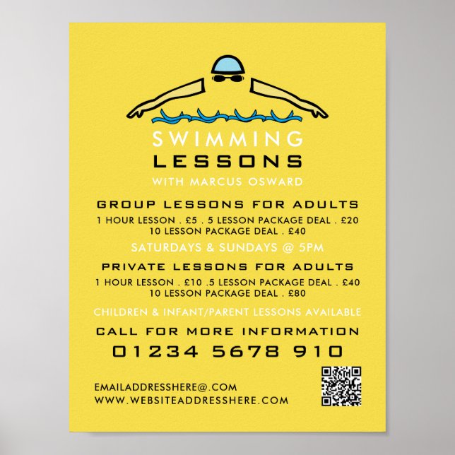 Rapid Swimming Icon, Swimming Lesson Advertising Poster (Front)