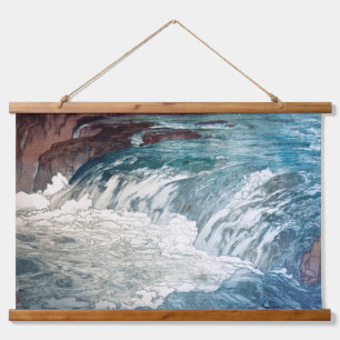 Rapids, Hiroshi Yoshida, Woodcut Hanging Tapestry