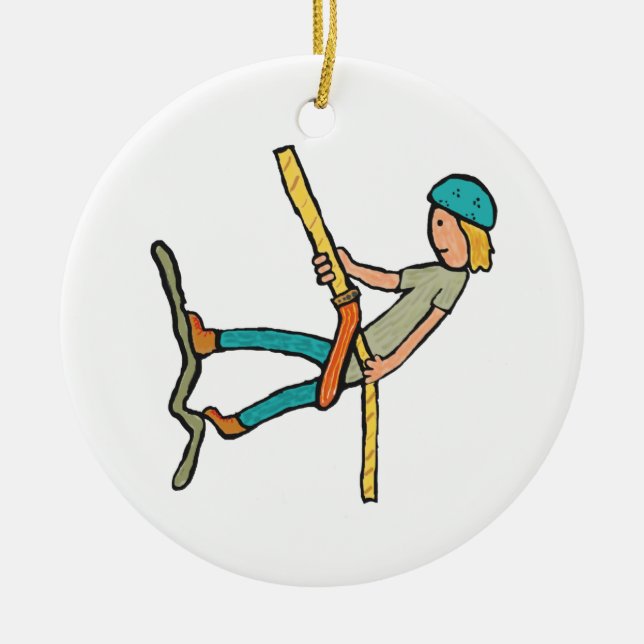 Rappelling Ceramic Tree Decoration (Front)