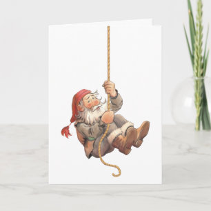 Rappelling Santa Merry Christmas Holiday Card