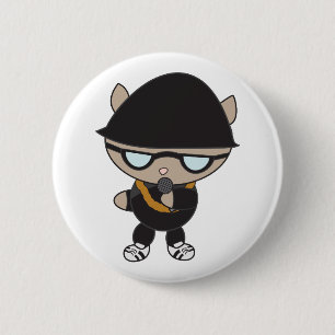 Rapper Cat in Bell Hat 6 Cm Round Badge